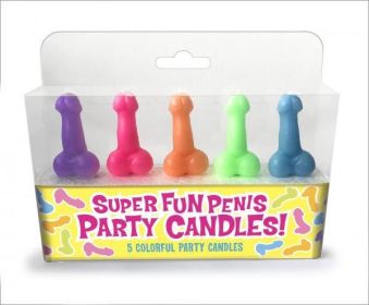 Super Fun Penis Party Candles 5 Colorful Party Candles
