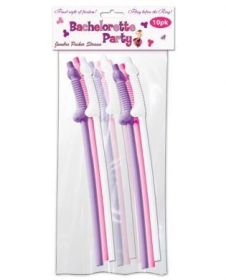 Bachelorette Party Pecker Straws Assorted Colors 10 Count
